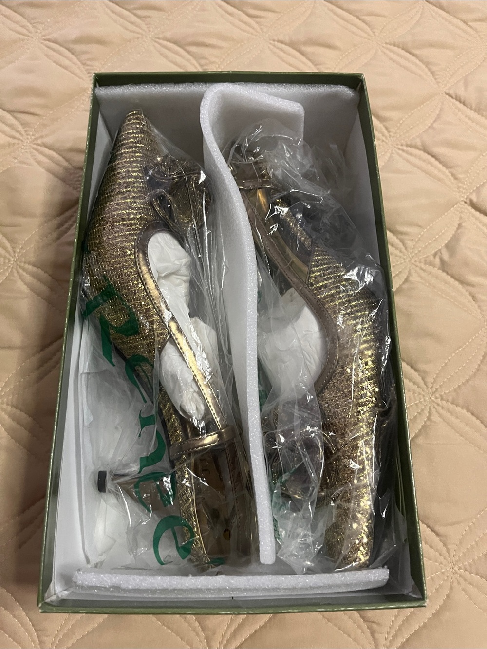 J.Renee Gold Glitter Slingback Heels for Women